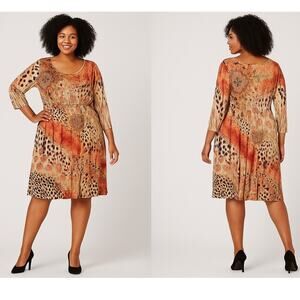 Fresh of LA Plus Size 3X A-Line Animal & Paisley Print Dress
